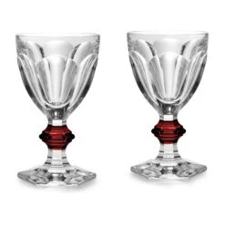 Baccarat Harcourt Extensions Glass With Red Knob Set Of 2