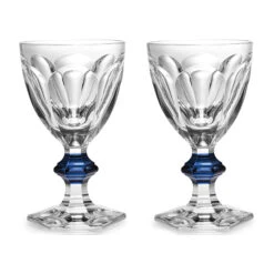 Baccarat Harcourt Extensions Glass With Blue Knob Set Of 2