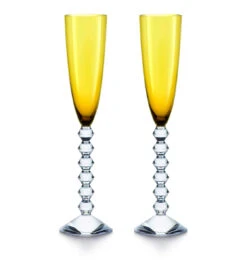 Baccarat Vega Flutissimo Flutes Amber Set Of 2