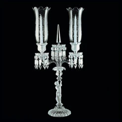 Baccarat Enfant Candelabras For Wax Candle With Hurricane Shade Holder 2 Light