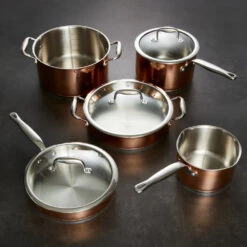 Baccarat Le Connoisseur 5 Piece Stainless Steel Cookware Set Copper